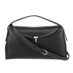 Authentic Toteme T Lock Purse Bag in Pebbled Leather Black Silver
